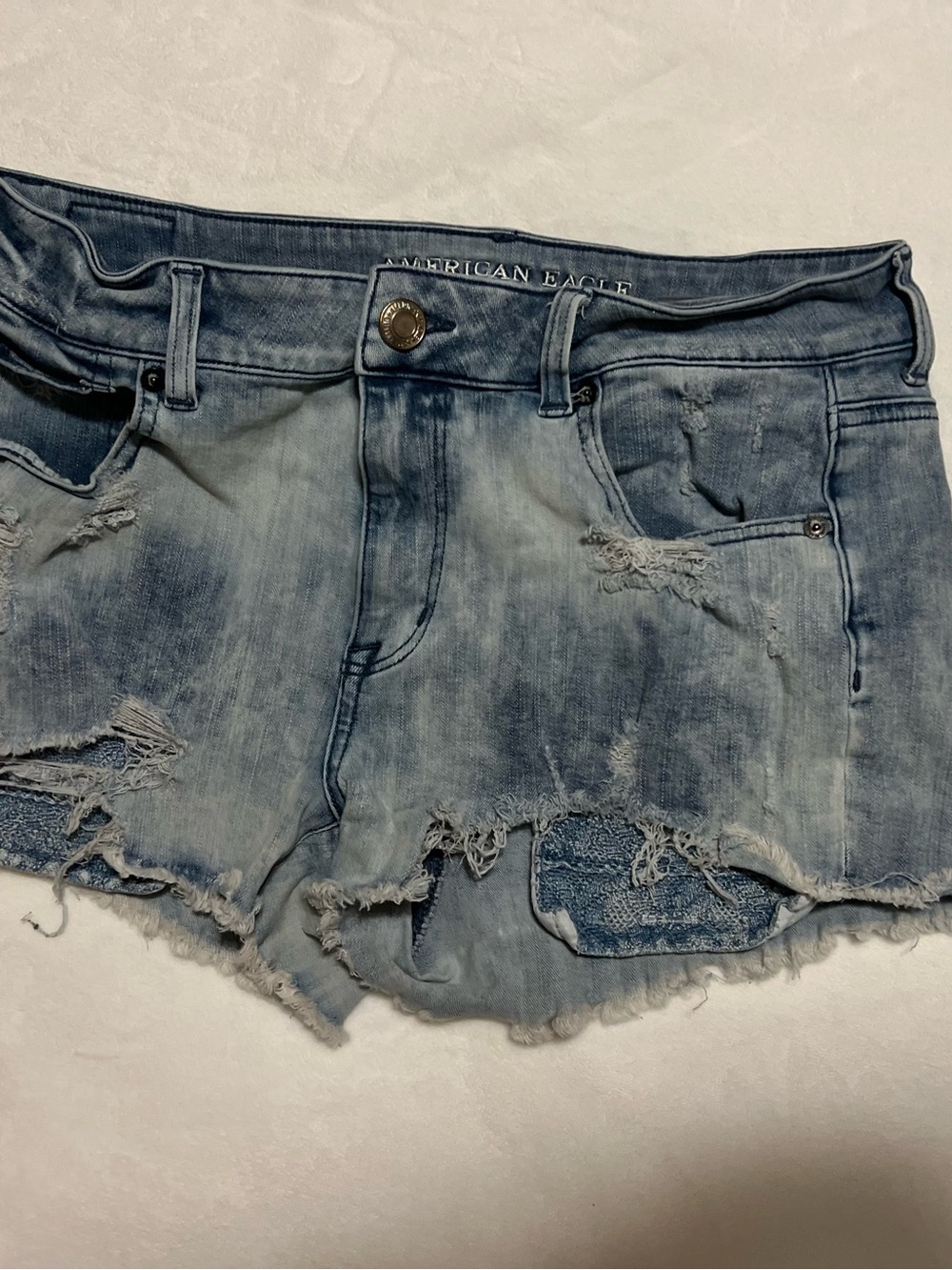 American Eagle Outfitters Distressed Light Blue Denim Cutoff Shorts